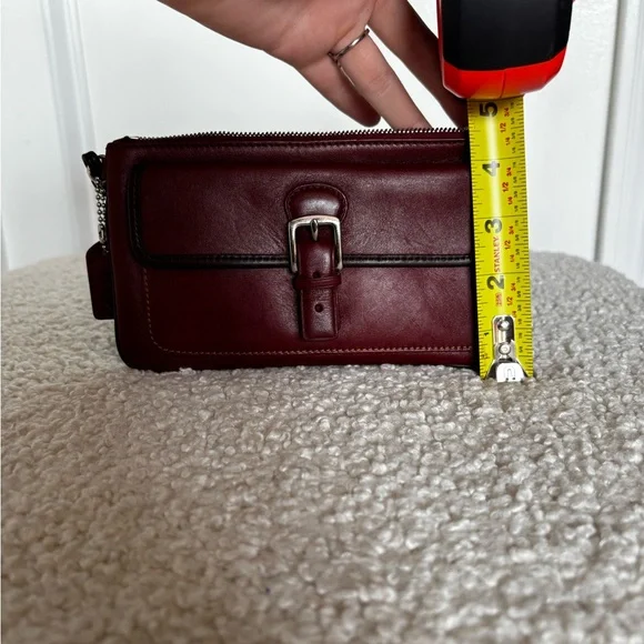 Coach Burgundy Leather Wristlet with Buckle - Picture 7 of 7